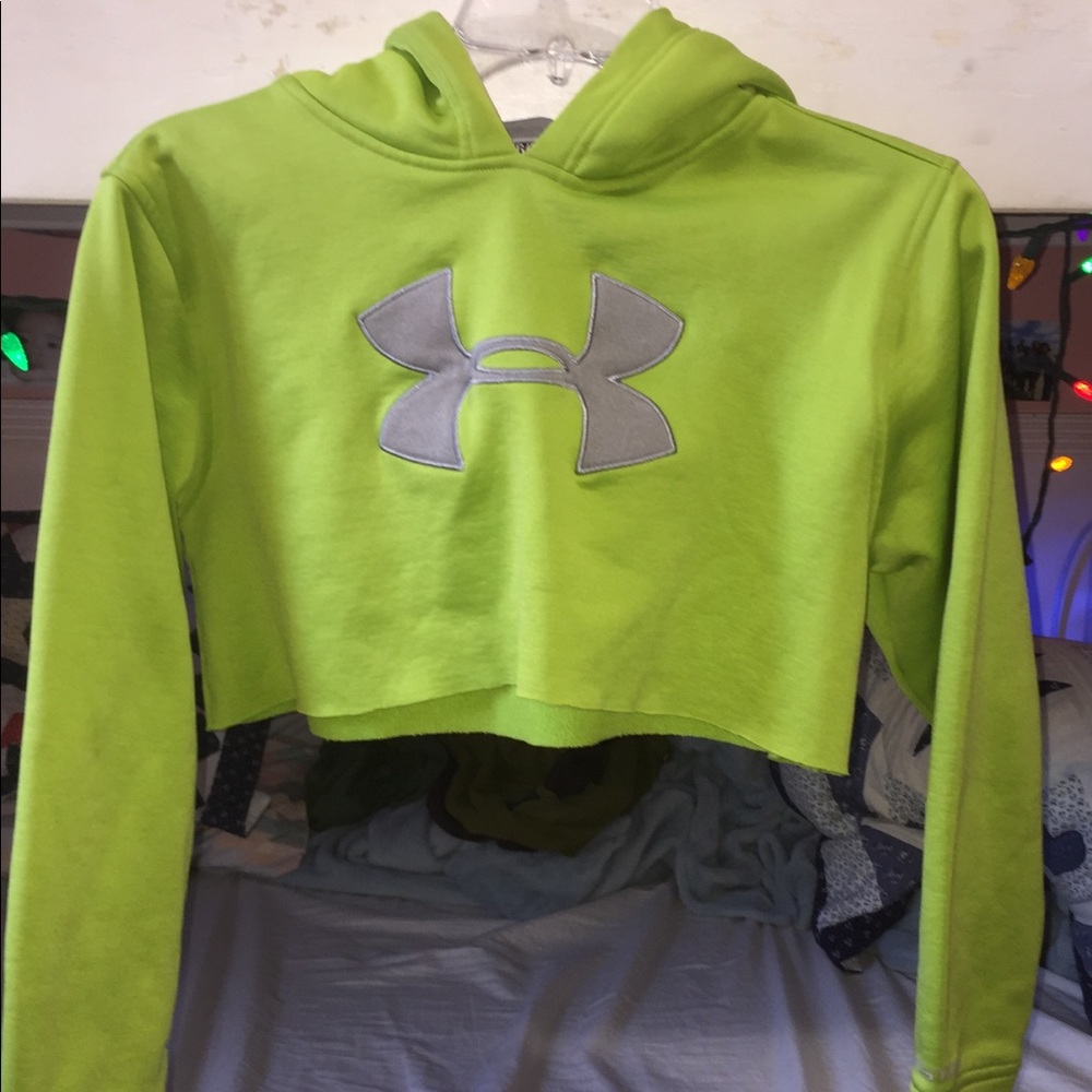 neon green cropped under armour hoodie💚✨